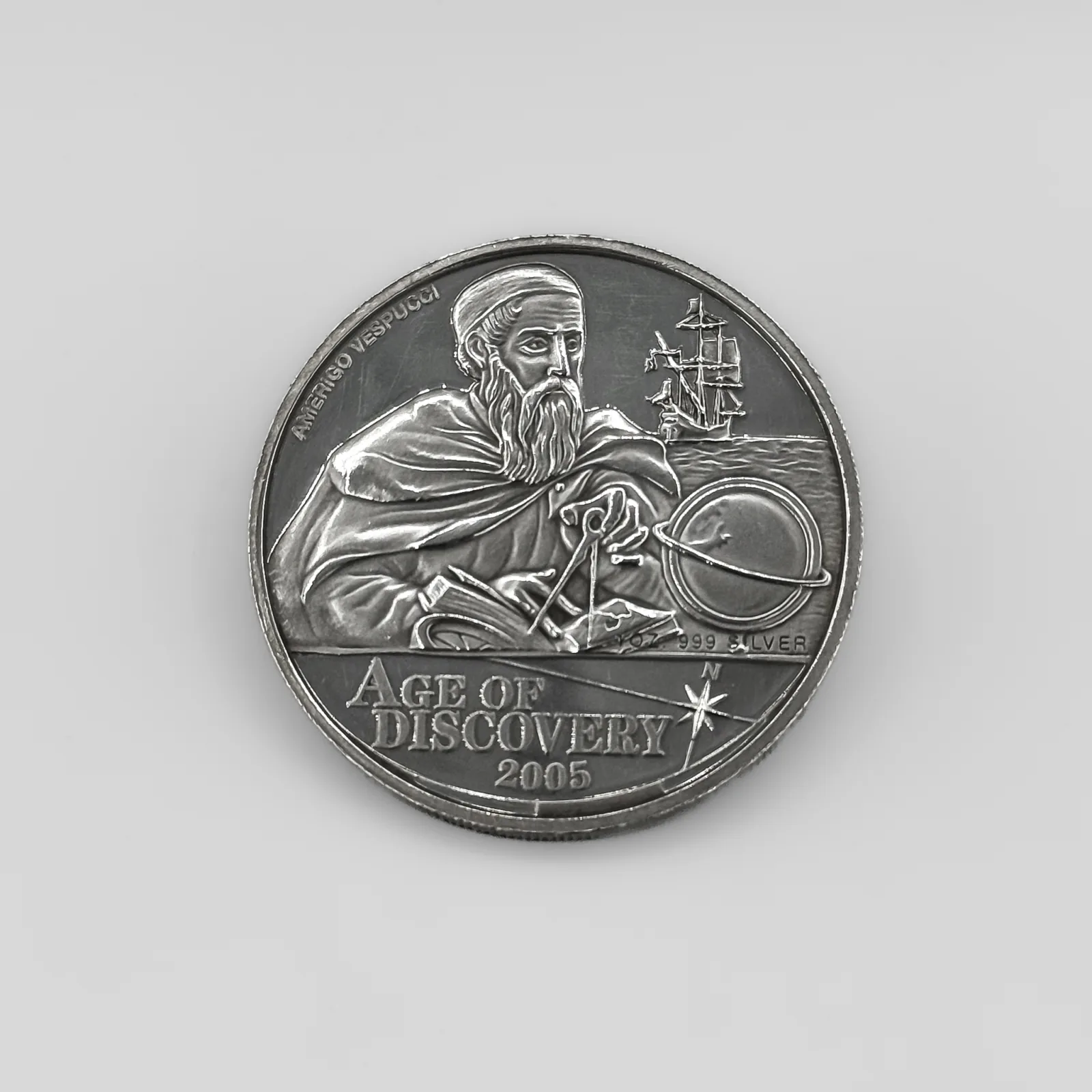 سکه نقره ۱ اونس Amerigo Vespucci یک دلار الیزابت