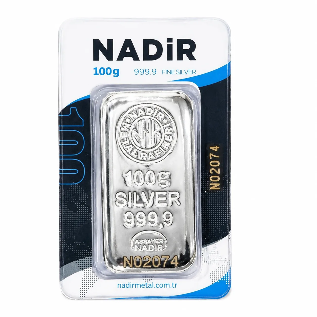 شمش نقره ۱۰۰ گرمی NADIR پک آبی