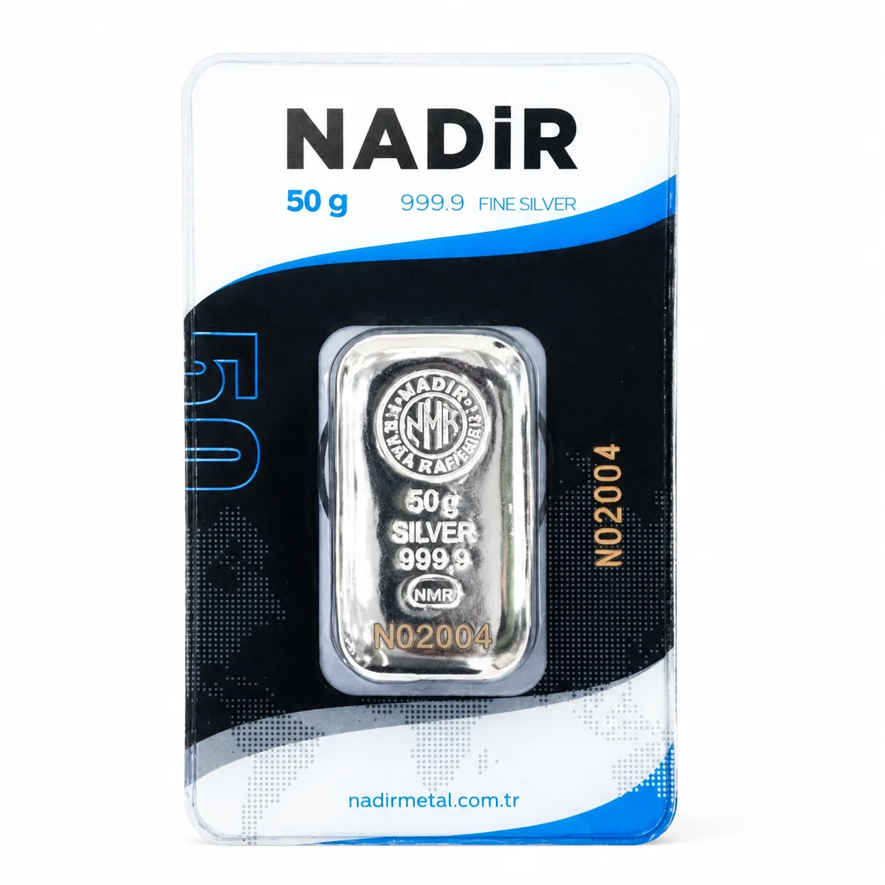 شمش نقره ۵۰ گرمی NADIR پک آبی